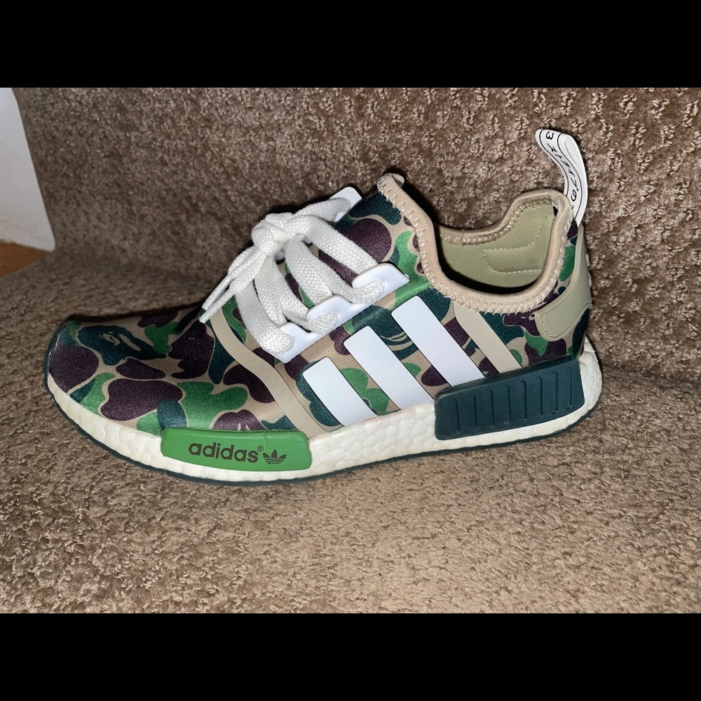 Adidas NMD R1 bape olive camo sneakers size 8